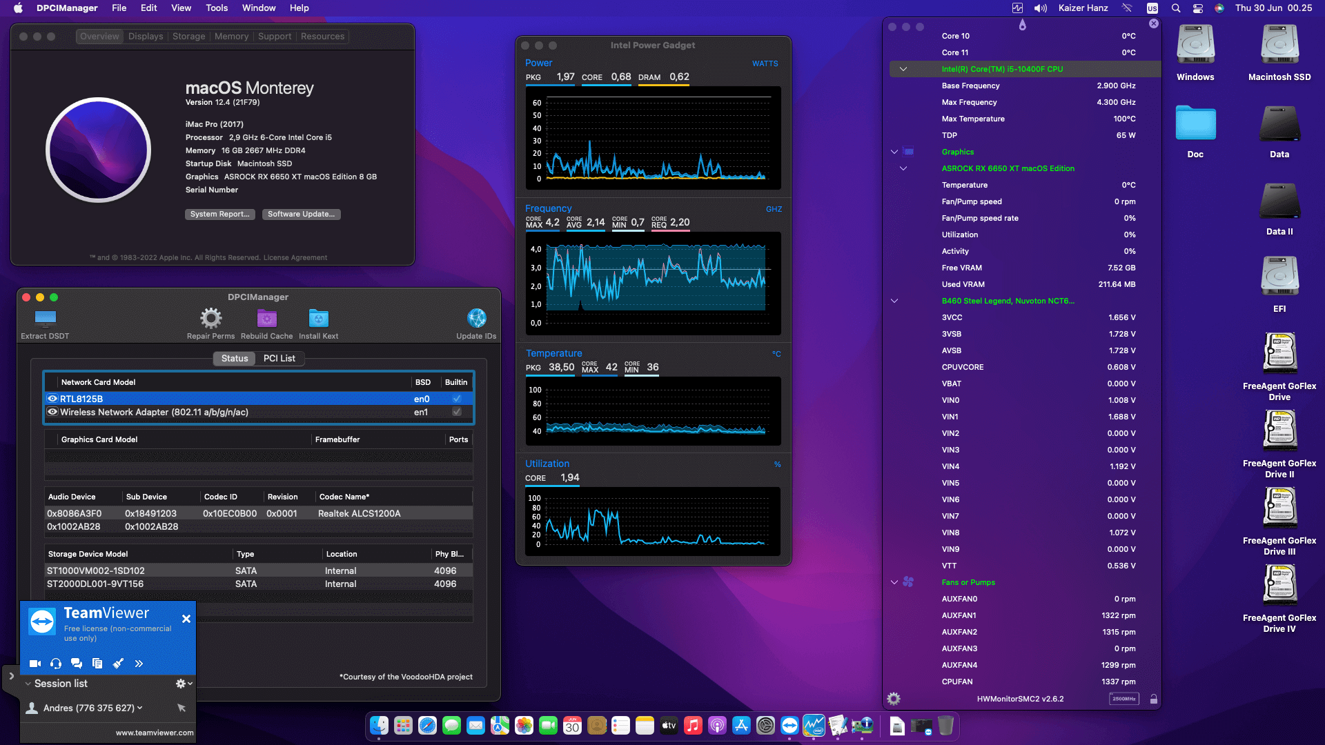 Success Hackintosh macOS Monterey 12.4 Build 21F79 in Asrock B460 Steel Legend + Intel Core i5 10400F + Asrock RX 6650 XT